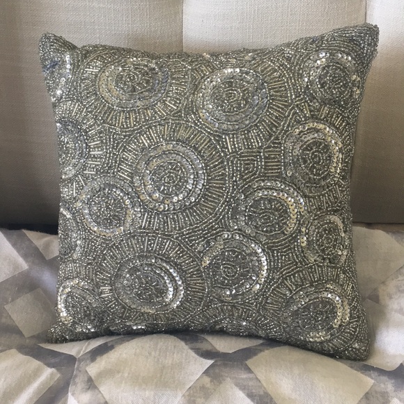 silver beaded pillow